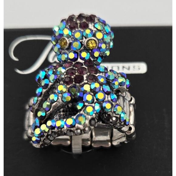 Tanya Creations Rhinestone Octopus Ring with Silver Tone Stretchy Band - Picture 6 of 8